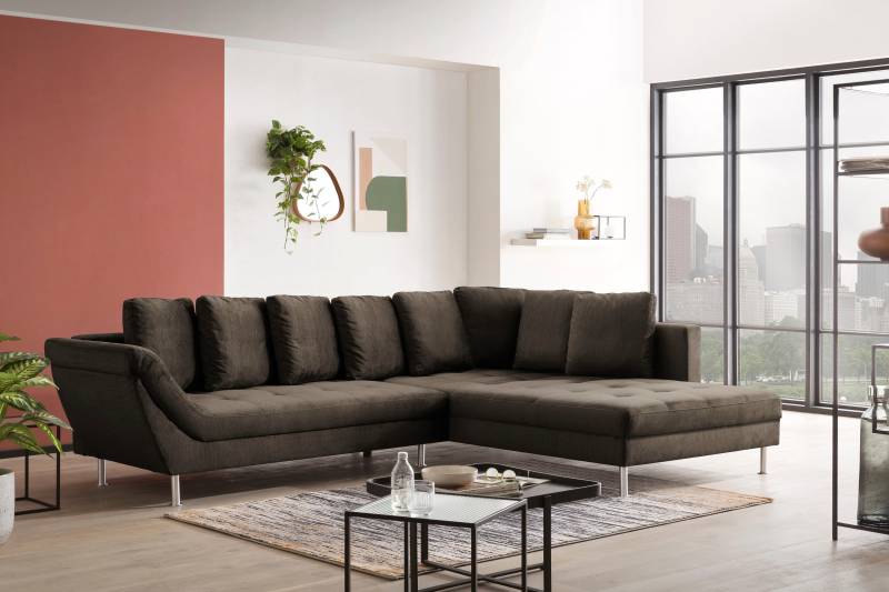 exxpo - sofa fashion Ecksofa »Laconi, extravagantes Designsofa mit tollem Sitzkomfort, L-Form«, in hochwertiger Detailverarbeitung, bequeme Armlehne, hoher Fuss von exxpo - sofa fashion