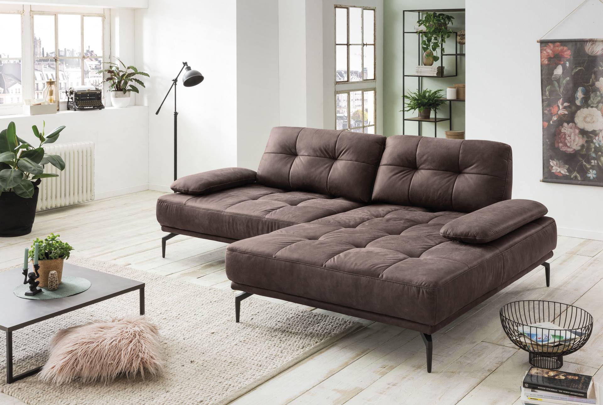 exxpo - sofa fashion Ecksofa »Falcone, Komfortsofa, elegant und bequem, modernes Nahtbild, L-Form«, inkl. Sitztiefenverstellung und Armlehnenverstellung, hohe Metallfüsse von exxpo - sofa fashion