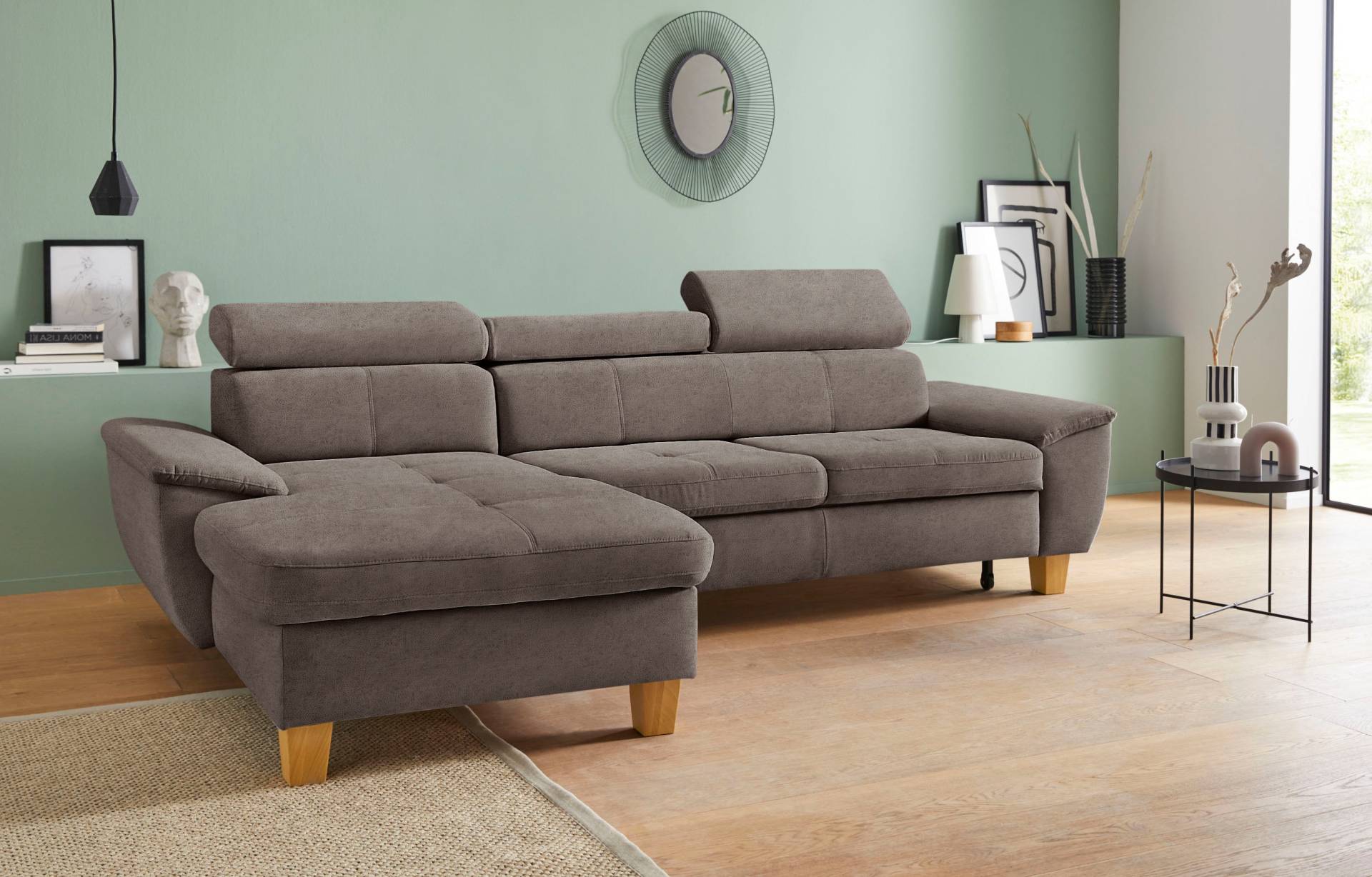 exxpo - sofa fashion Ecksofa »Enya, aufwendige Detailverarbeitung, hoher Sitzkomfort, bequem, L-Form«, inkl. Kopfteilverstellung, wahlweise mit Bettfunktion und Bettkasten von exxpo - sofa fashion