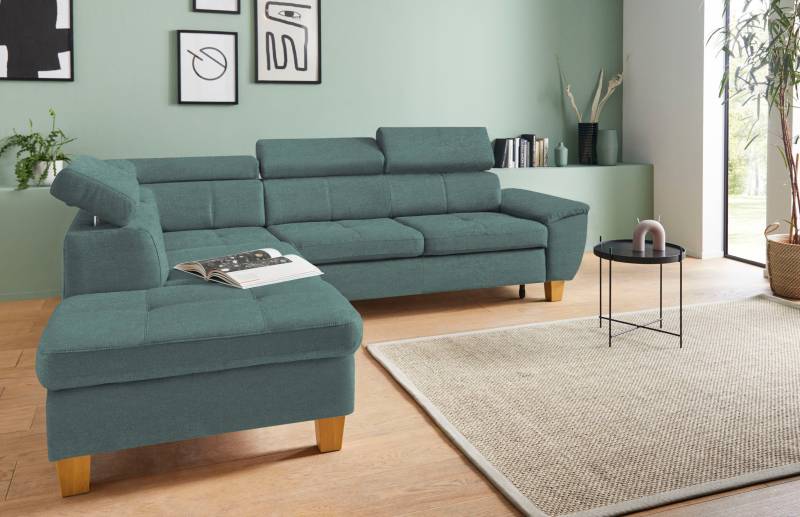 exxpo - sofa fashion Ecksofa »Enya, aufwendige Detailverarbeitung, hoher Sitzkomfort, bequem, L-Form«, mit Kopfteilverstellung, wahlweise Bettfunktion u. Bettkasten von exxpo - sofa fashion