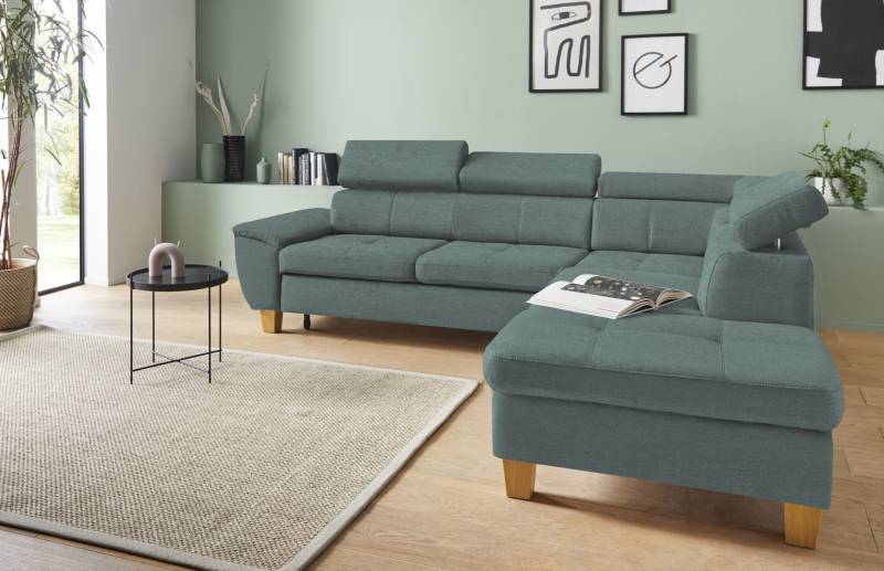 exxpo - sofa fashion Ecksofa »Enya, aufwendige Detailverarbeitung, hoher Sitzkomfort, bequem, L-Form«, mit Kopfteilverstellung, wahlweise Bettfunktion u. Bettkasten von exxpo - sofa fashion