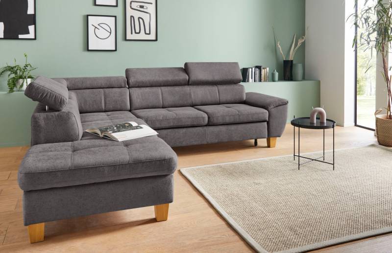 exxpo - sofa fashion Ecksofa »Enya, aufwendige Detailverarbeitung, hoher Sitzkomfort, bequem, L-Form«, mit Kopfteilverstellung, wahlweise Bettfunktion u. Bettkasten von exxpo - sofa fashion