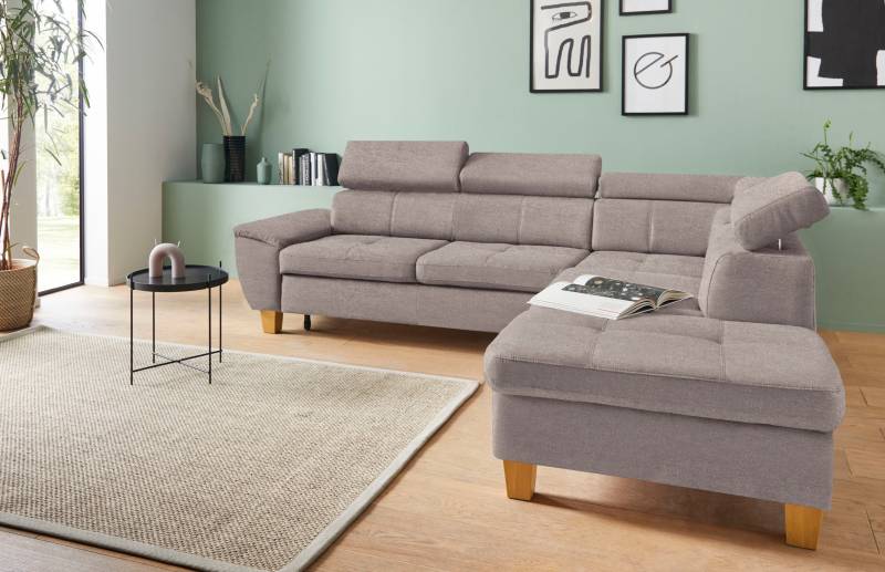 exxpo - sofa fashion Ecksofa »Enya, aufwendige Detailverarbeitung, hoher Sitzkomfort, bequem, L-Form«, mit Kopfteilverstellung, wahlweise Bettfunktion u. Bettkasten von exxpo - sofa fashion