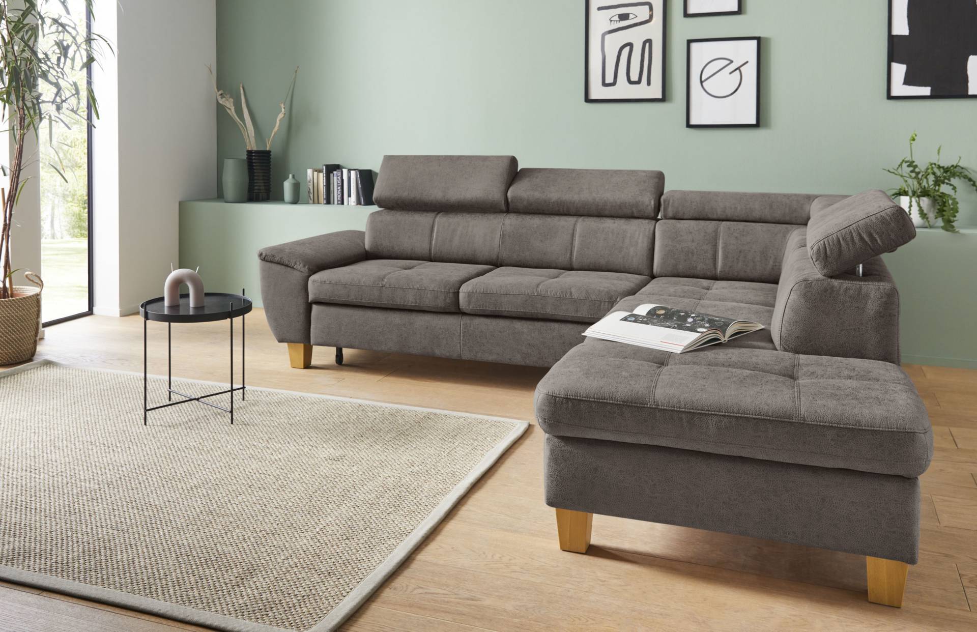 exxpo - sofa fashion Ecksofa »Enya, aufwendige Detailverarbeitung, hoher Sitzkomfort, bequem, L-Form«, mit Kopfteilverstellung, wahlweise Bettfunktion u. Bettkasten von exxpo - sofa fashion