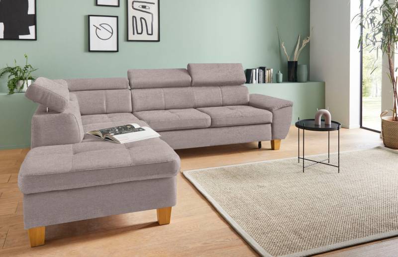 exxpo - sofa fashion Ecksofa »Enya, aufwendige Detailverarbeitung, hoher Sitzkomfort, bequem, L-Form«, mit Kopfteilverstellung, wahlweise Bettfunktion u. Bettkasten von exxpo - sofa fashion