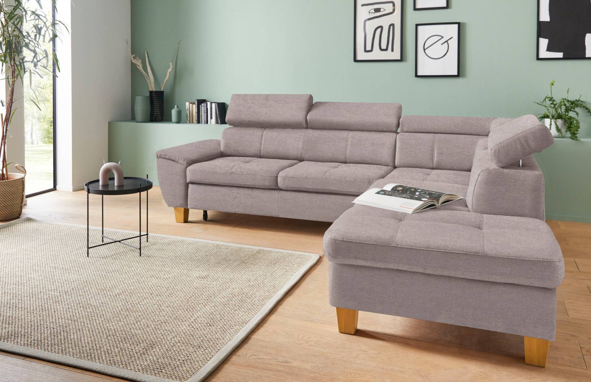 exxpo - sofa fashion Ecksofa »Enya, aufwendige Detailverarbeitung, hoher Sitzkomfort, bequem, L-Form«, mit Kopfteilverstellung, wahlweise Bettfunktion u. Bettkasten von exxpo - sofa fashion