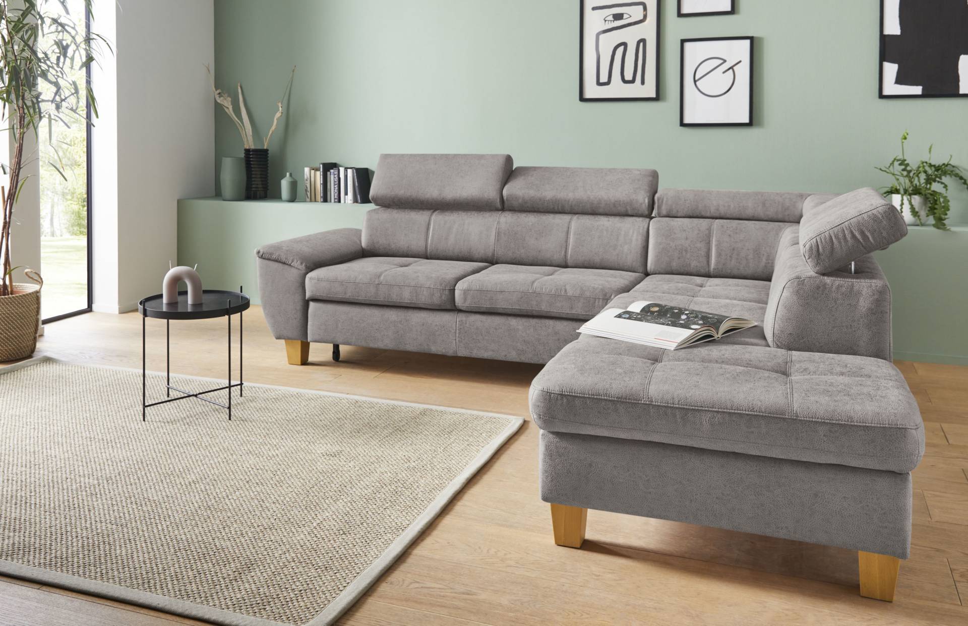 exxpo - sofa fashion Ecksofa »Enya, aufwendige Detailverarbeitung, hoher Sitzkomfort, bequem, L-Form«, mit Kopfteilverstellung, wahlweise Bettfunktion u. Bettkasten von exxpo - sofa fashion