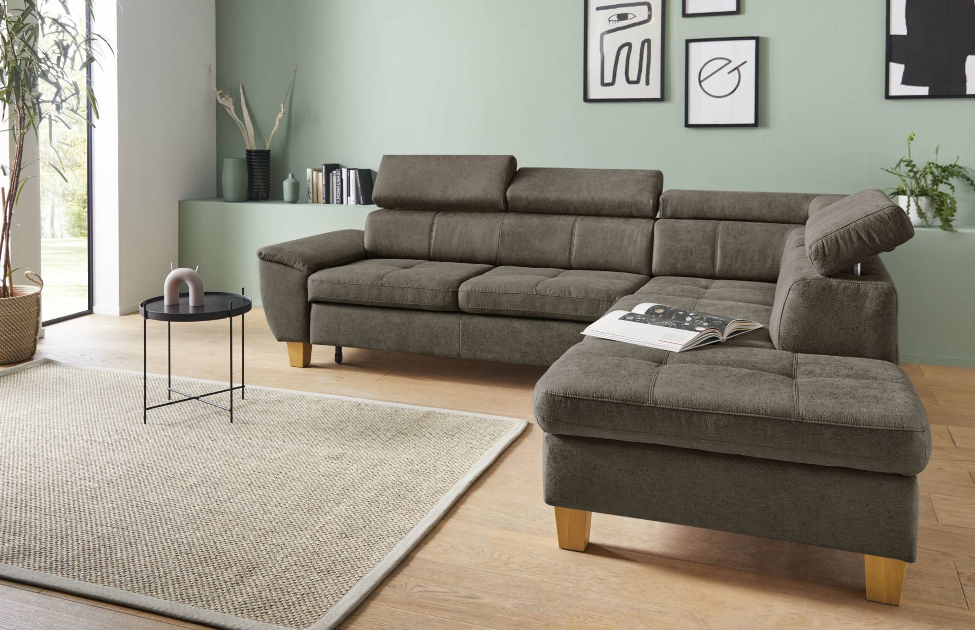 exxpo - sofa fashion Ecksofa »Enya, aufwendige Detailverarbeitung, hoher Sitzkomfort, bequem, L-Form«, mit Kopfteilverstellung, wahlweise Bettfunktion u. Bettkasten von exxpo - sofa fashion