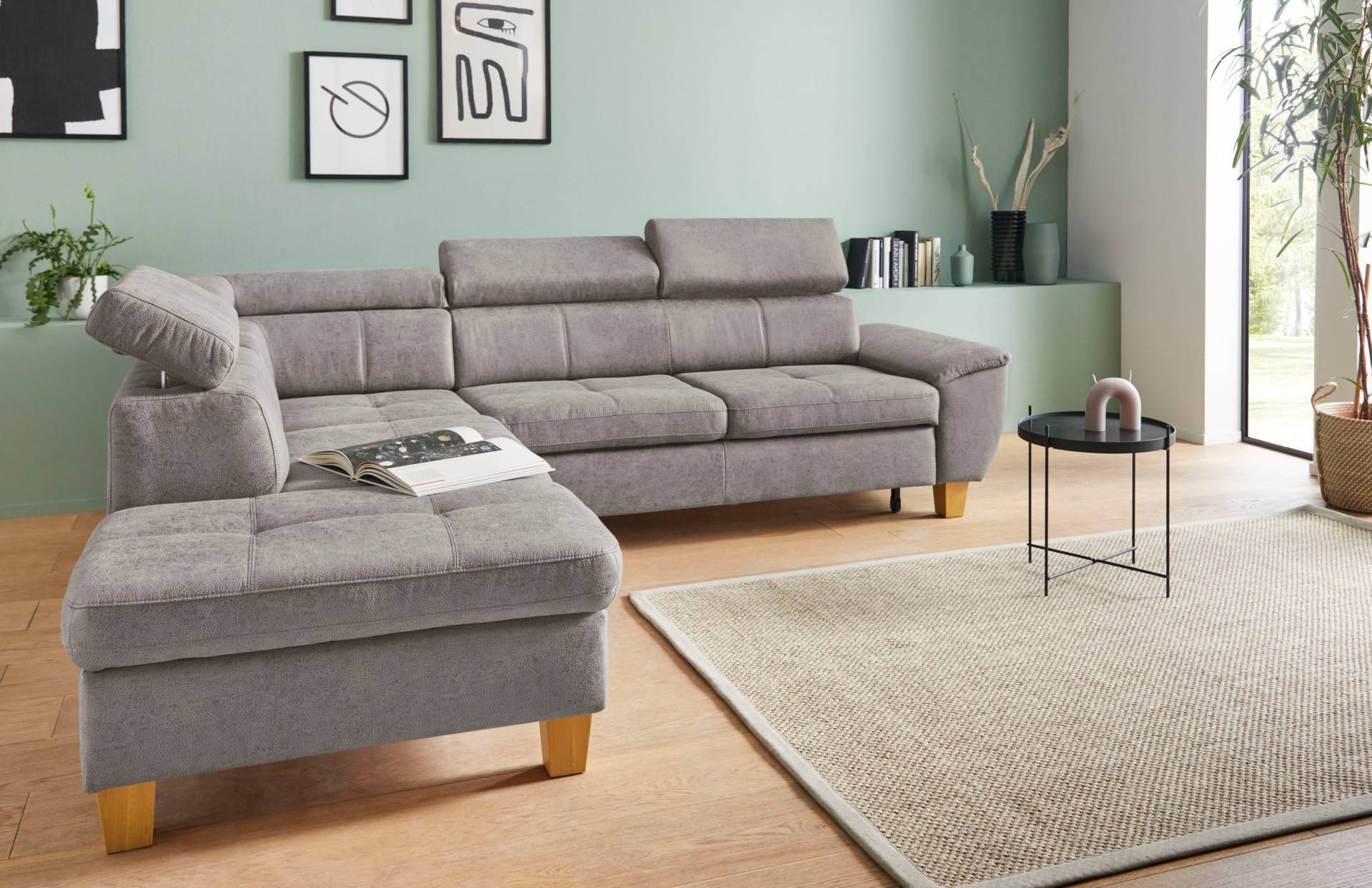 exxpo - sofa fashion Ecksofa »Enya, aufwendige Detailverarbeitung, hoher Sitzkomfort, bequem, L-Form«, mit Kopfteilverstellung, wahlweise Bettfunktion u. Bettkasten von exxpo - sofa fashion