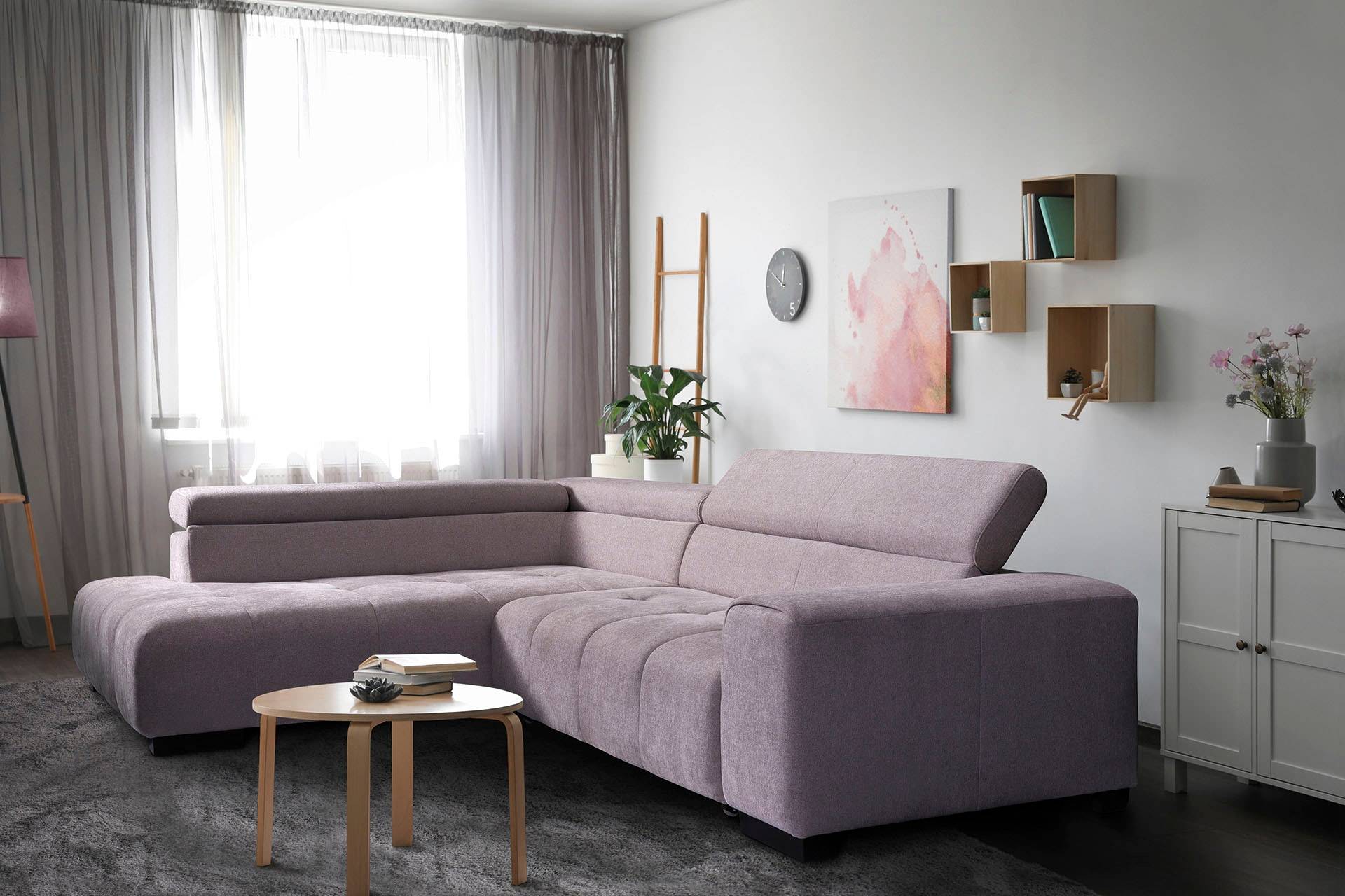 exxpo - sofa fashion Ecksofa »Positano, hoher Sitzkomfort, bequem, aufwendige Detailverarbeitung«, 3 verstellbare Kopfstützen, wahlw. mit Bettfunktion und Kissen, L-Form von exxpo - sofa fashion