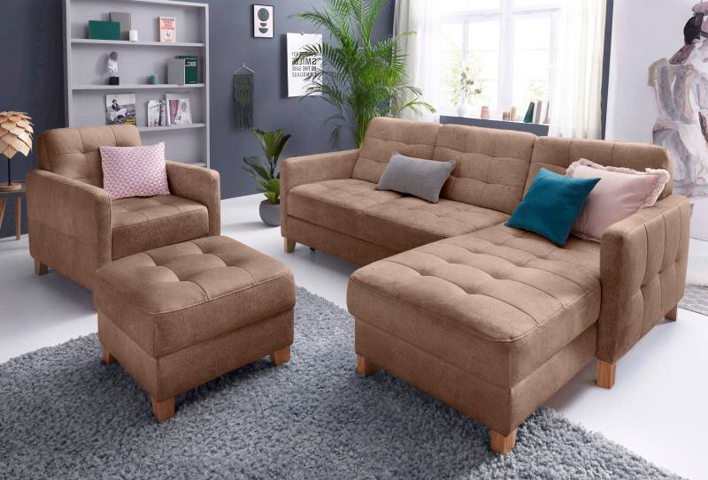 exxpo - sofa fashion Ecksofa »Elio, kompakt und komfortabel, bequem und zeitloses Design, L-Form«, wahlweise mit Bettfunktion von exxpo - sofa fashion