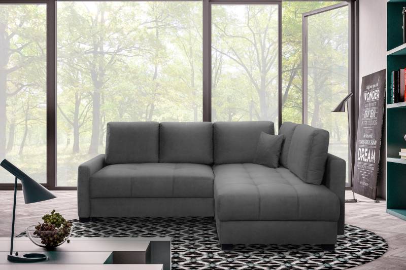 exxpo - sofa fashion Ecksofa »Chester, Boxspring Federkern-Polsterung für bequemeren Sitzkomfort«, L-Form, schmale Armlehnen, Bettfunktion u. Bettkasten von exxpo - sofa fashion