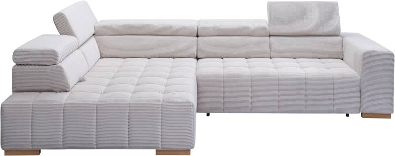 exxpo - sofa fashion Ecksofa »Elianos, hoher Sitzkomfort, aufwendige Kreuzsteppung im Sitz, L-Form«, inkl. Kopfteil- und Sitztiefenverstellung, wahlweise mit Bettfunktion von exxpo - sofa fashion