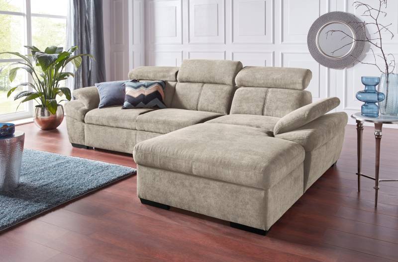 exxpo - sofa fashion Ecksofa »Salerno, inkl. Kopf- und Armteilverstellung, elegant & bequem, L-Form«, wahlweise mit Bettfunktion und Bettkasten, tolle Detailverarbeitung von exxpo - sofa fashion