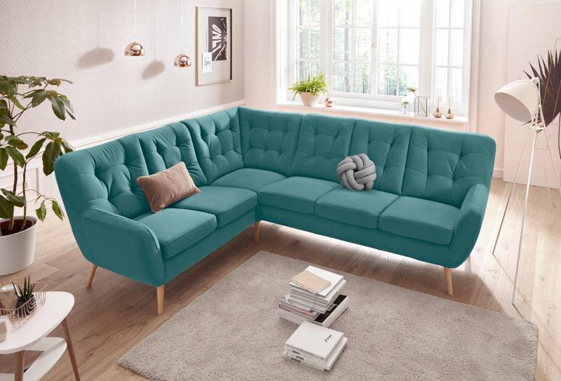 exxpo - sofa fashion Ecksofa »Scandi, bequem und komfortabel mit aufwendiger Rückenpolsterung«, in aktuellen Farben in hochwertigen Bezugsqualitäten, L-Form von exxpo - sofa fashion