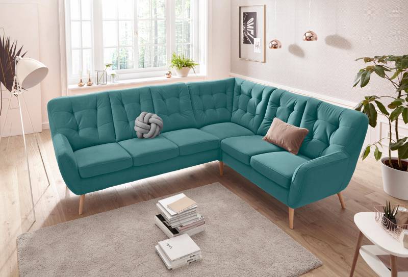 exxpo - sofa fashion Ecksofa »Scandi, bequem und komfortabel mit aufwendiger Rückenpolsterung«, in aktuellen Farben in hochwertigen Bezugsqualitäten, L-Form von exxpo - sofa fashion