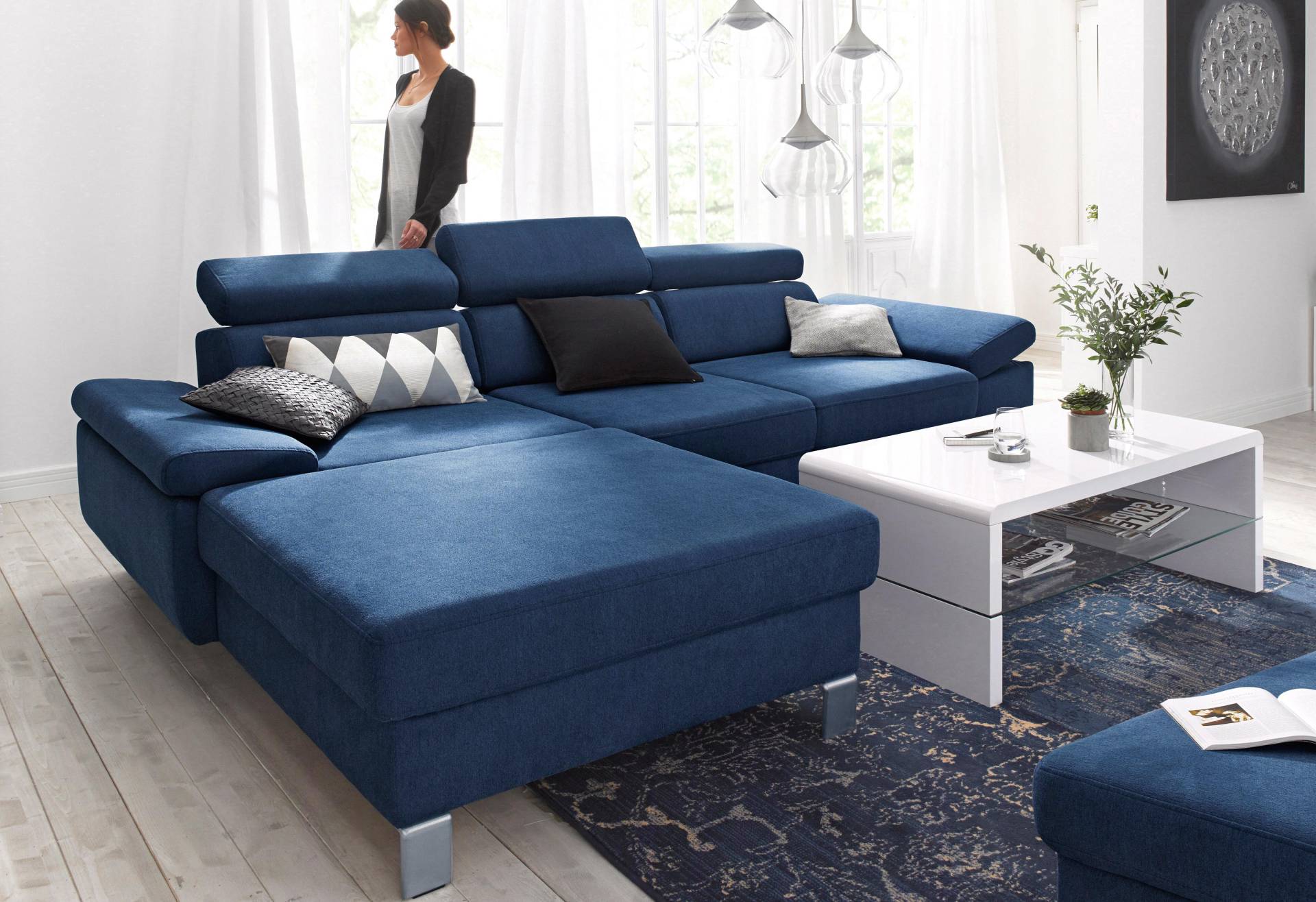 exxpo - sofa fashion Ecksofa »Locarno, hochwertiger Sitzkomfort, bequeme Armlehnen, L-Form«, inkl. Kopf- und Armteilverstellung, wahlweise mit Bettfunktion von exxpo - sofa fashion