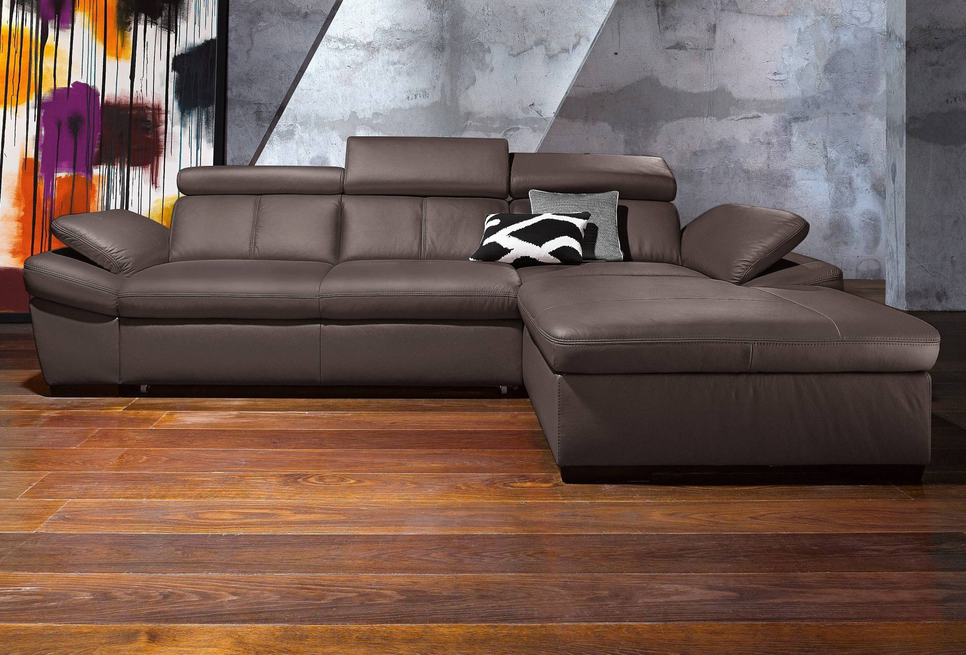 exxpo - sofa fashion Ecksofa »Salerno, klassisch modernes Funktionssofa, hoher Sitzkomfort, L-Form«, inkl. Kopf- und Armteilverstellung, wahlweise mit Bettfunktion von exxpo - sofa fashion