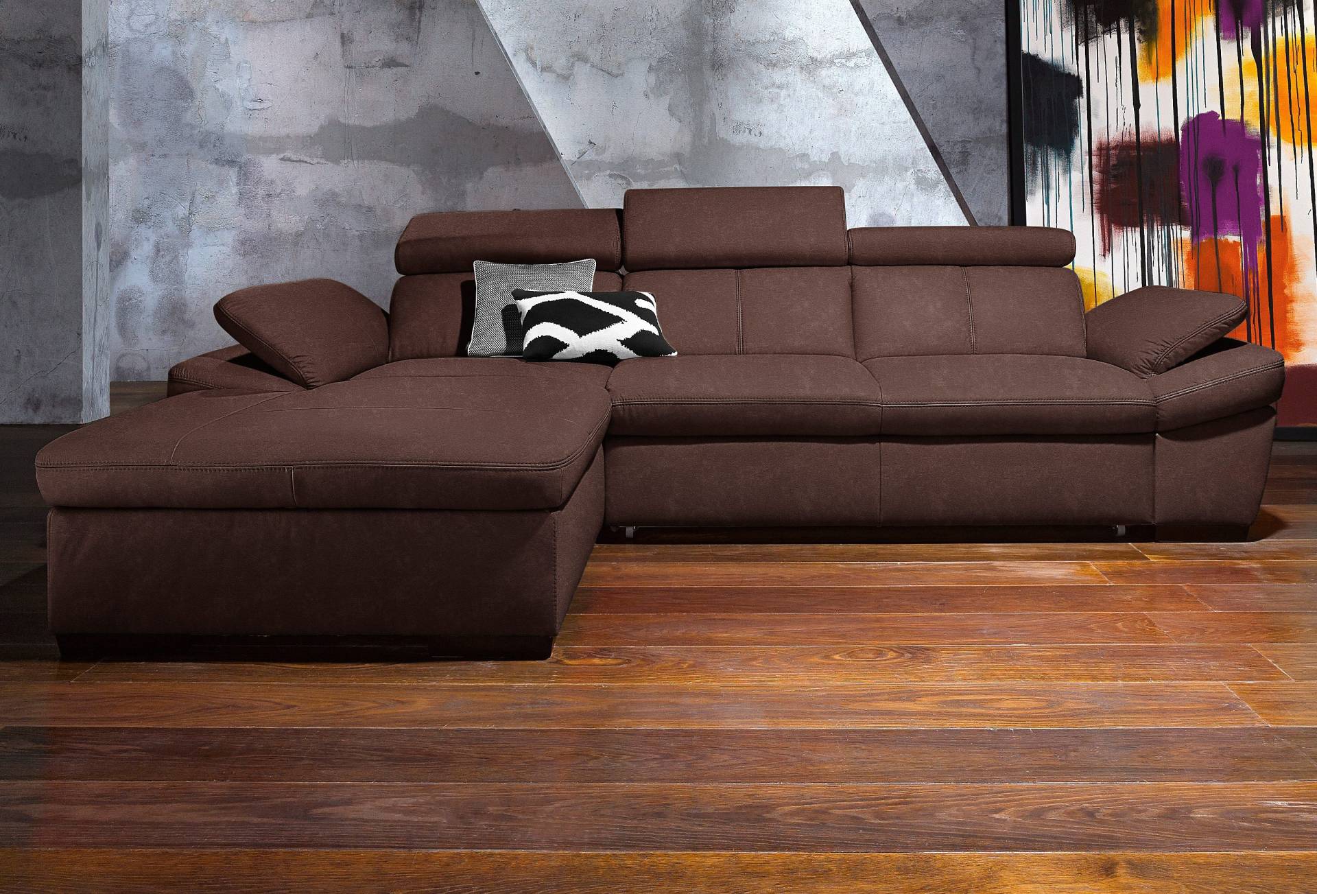 exxpo - sofa fashion Ecksofa »Salerno, klassisch modernes Funktionssofa, hoher Sitzkomfort, L-Form«, inkl. Kopf- und Armteilverstellung, wahlweise mit Bettfunktion von exxpo - sofa fashion