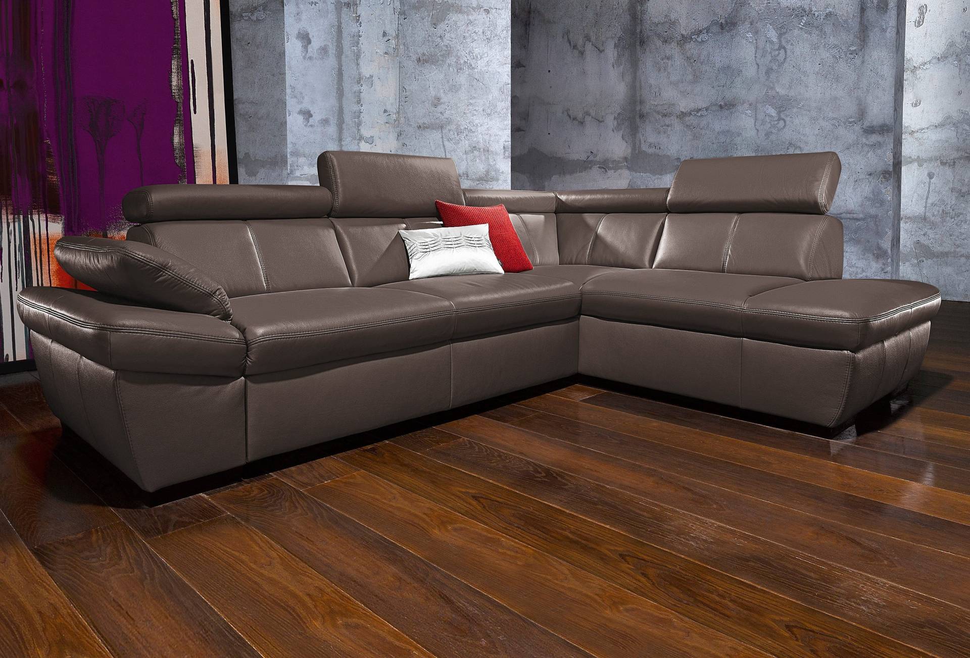 exxpo - sofa fashion Ecksofa »Salerno, klassisch modernes Funktionssofa, hoher Sitzkomfort, L-Form«, inkl. Kopf- und Armteilverstellung, wahlweise mit Bettfunktion von exxpo - sofa fashion