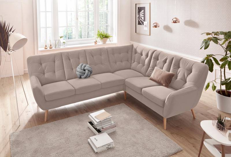 exxpo - sofa fashion Ecksofa »Scandi, bequem und komfortabel mit aufwendiger Rückenpolsterung«, in aktuellen Farben in hochwertigen Bezugsqualitäten, L-Form von exxpo - sofa fashion