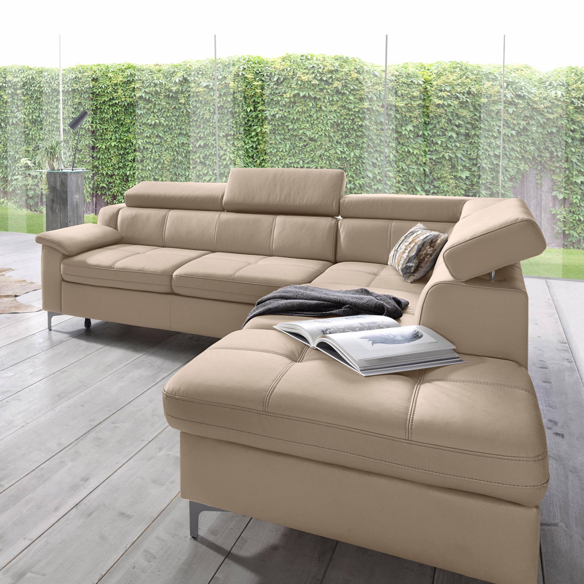 exxpo - sofa fashion Ecksofa »Florenz, aktuelles Design, komfortabler Sitz und bequemen Armlehnen«, mit Kopfteilverstellung, wahlweise mit Bettfunktion, L-Form von exxpo - sofa fashion