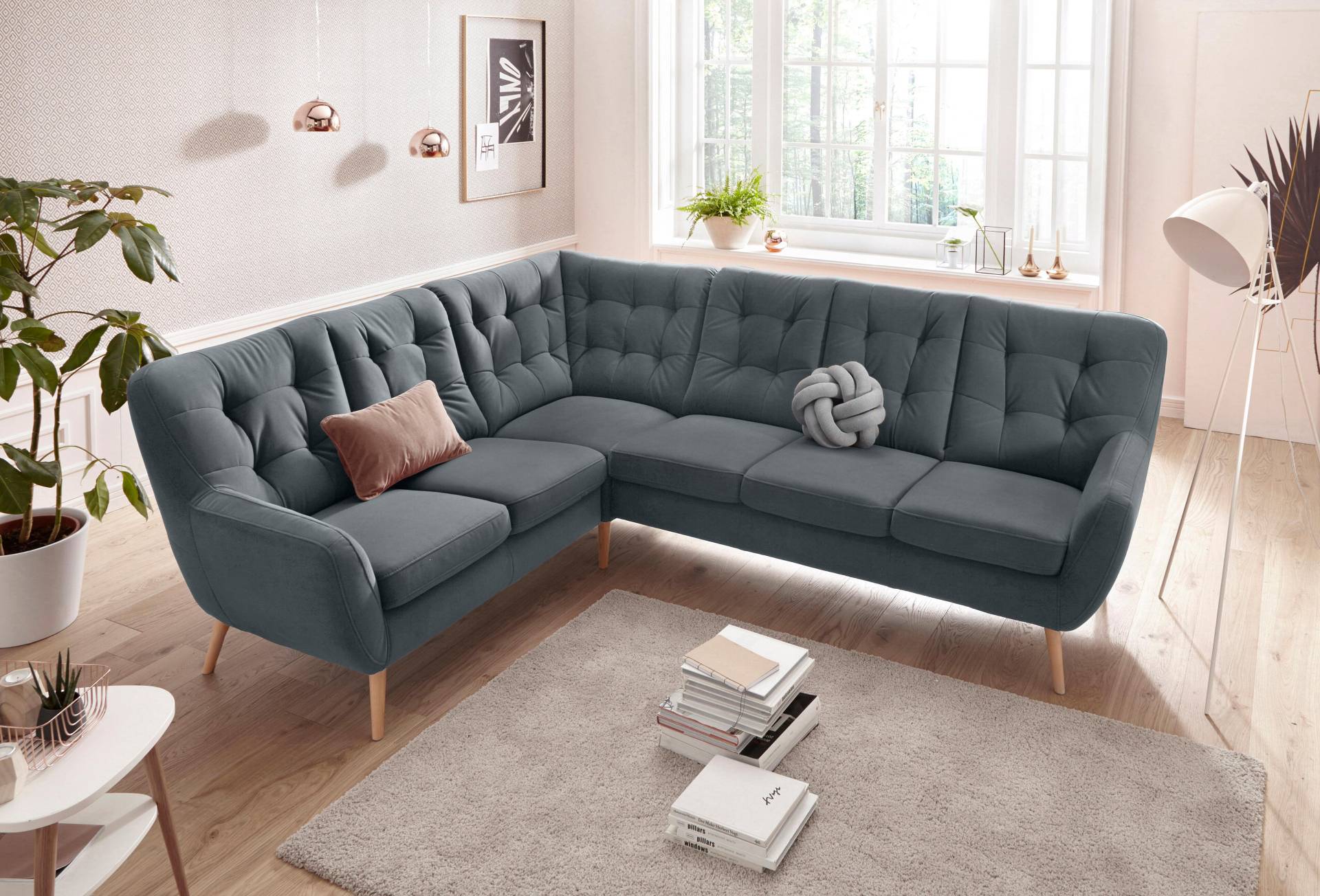 exxpo - sofa fashion Ecksofa »Scandi, bequem und komfortabel mit aufwendiger Rückenpolsterung«, in aktuellen Farben in hochwertigen Bezugsqualitäten, L-Form von exxpo - sofa fashion