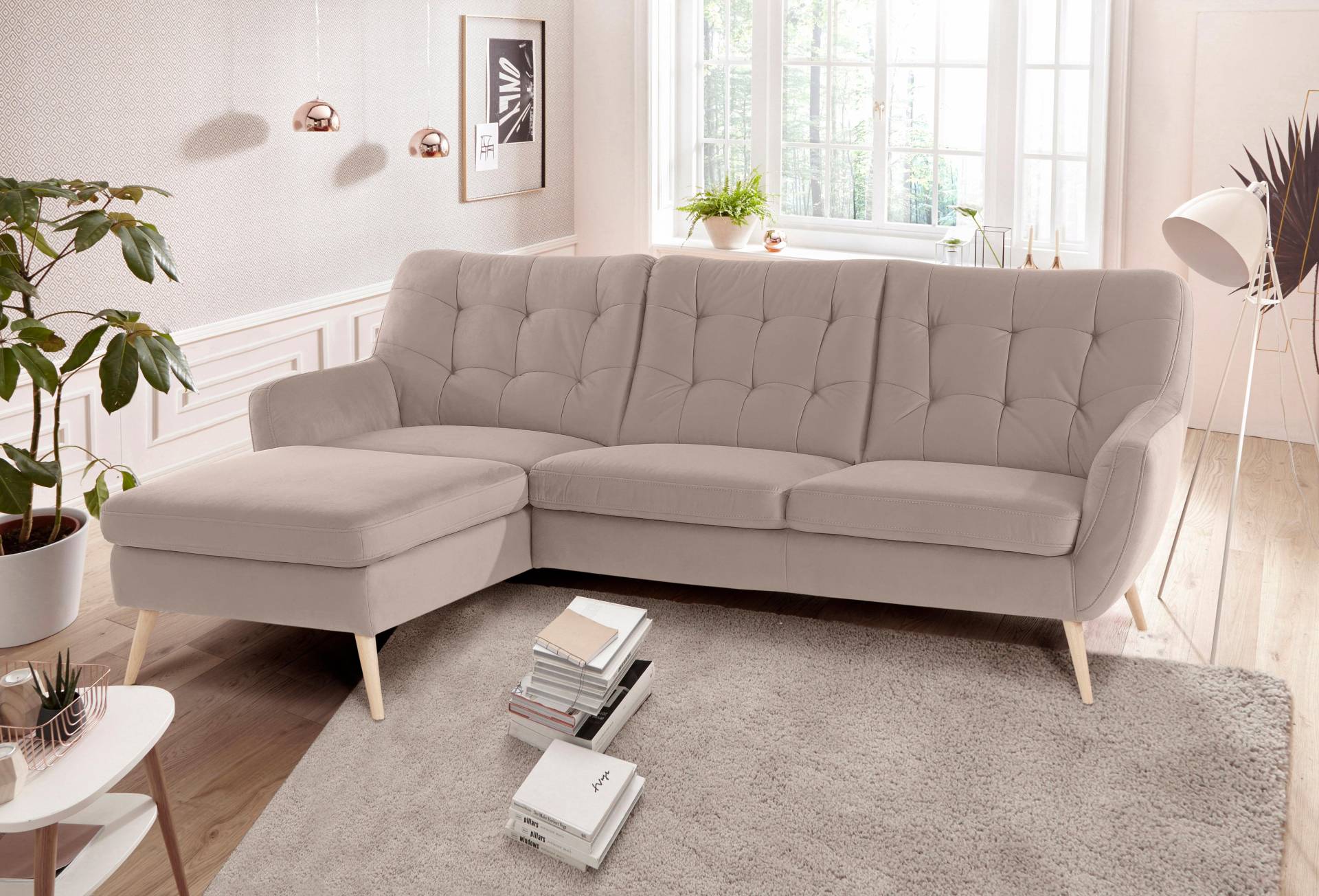 exxpo - sofa fashion Ecksofa »Scandi, bequem, aufwendige Rückenpolsterung für mehr Sitzkomfort«, L-Form, aktuelle Farben in hochwertigen Bezugsqualitäten von exxpo - sofa fashion