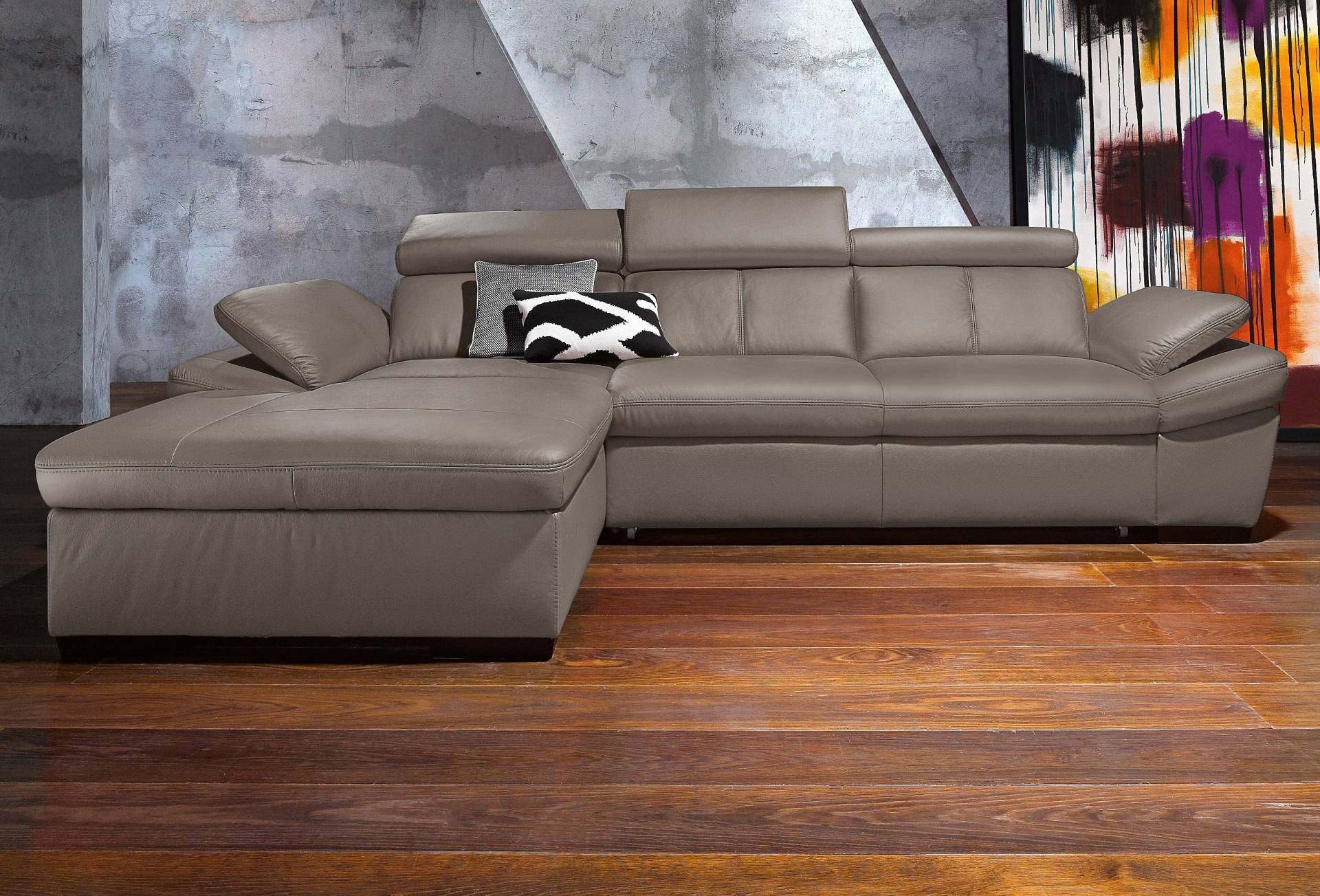 exxpo - sofa fashion Ecksofa »Salerno, klassisch modernes Funktionssofa, hoher Sitzkomfort, L-Form«, inkl. Kopf- und Armteilverstellung, wahlweise mit Bettfunktion von exxpo - sofa fashion