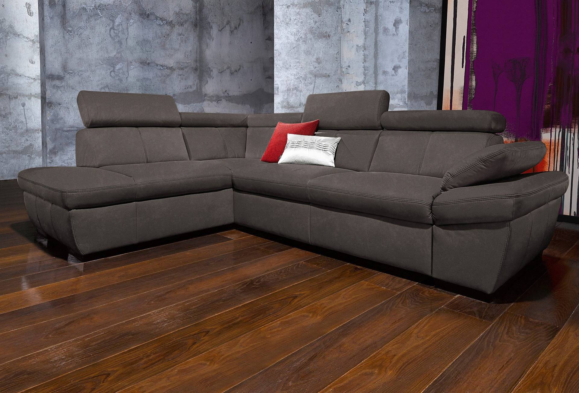 exxpo - sofa fashion Ecksofa »Salerno, klassisch modernes Funktionssofa, hoher Sitzkomfort, L-Form«, inkl. Kopf- und Armteilverstellung, wahlweise mit Bettfunktion von exxpo - sofa fashion