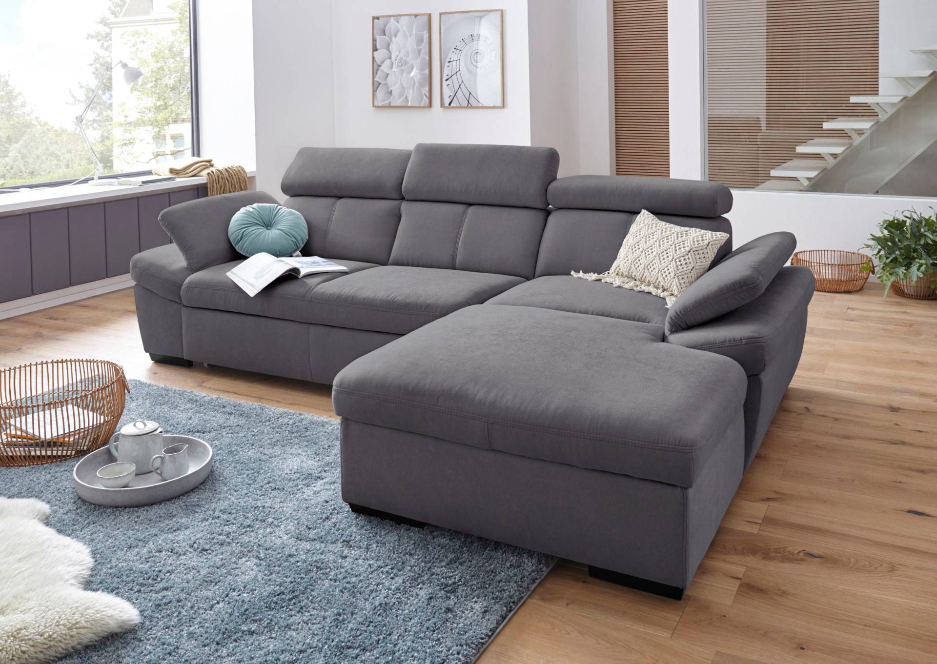 exxpo - sofa fashion Ecksofa »Salerno, inkl. Kopf- und Armteilverstellung, elegant & bequem, L-Form«, wahlweise mit Bettfunktion und Bettkasten, tolle Detailverarbeitung von exxpo - sofa fashion