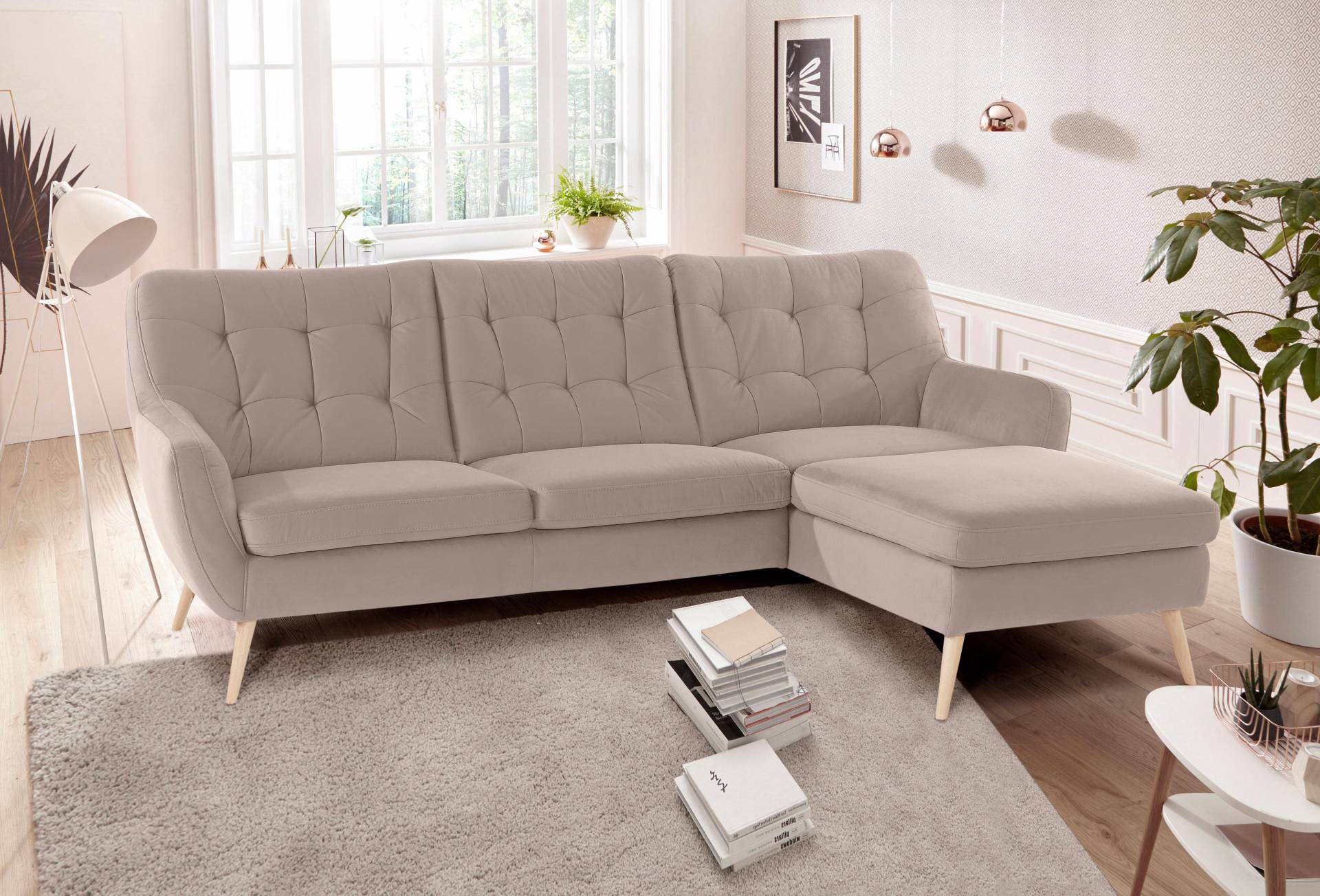 exxpo - sofa fashion Ecksofa »Scandi, bequem, aufwendige Rückenpolsterung für mehr Sitzkomfort«, L-Form, aktuelle Farben in hochwertigen Bezugsqualitäten von exxpo - sofa fashion