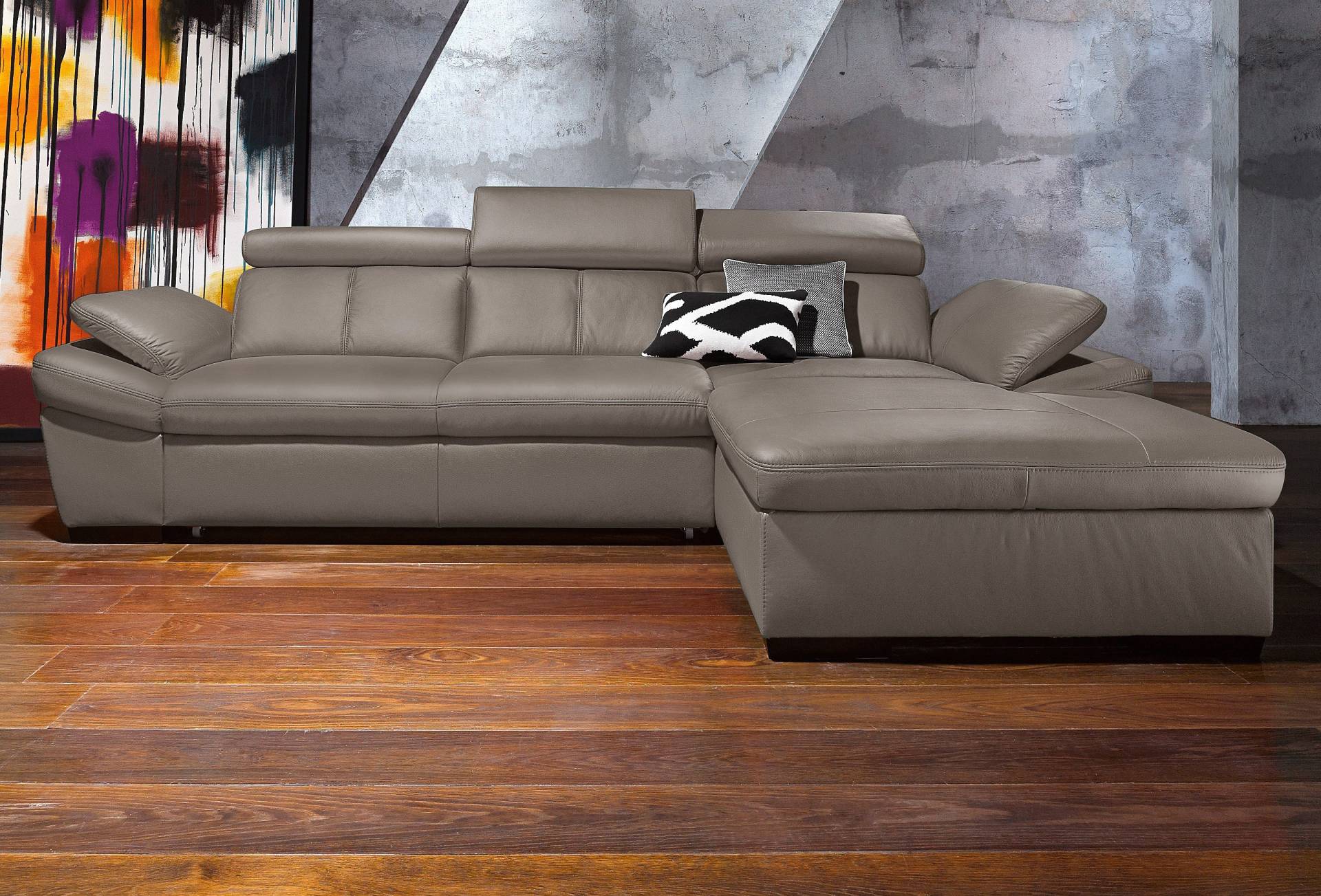 exxpo - sofa fashion Ecksofa »Salerno, klassisch modernes Funktionssofa, hoher Sitzkomfort, L-Form«, inkl. Kopf- und Armteilverstellung, wahlweise mit Bettfunktion von exxpo - sofa fashion