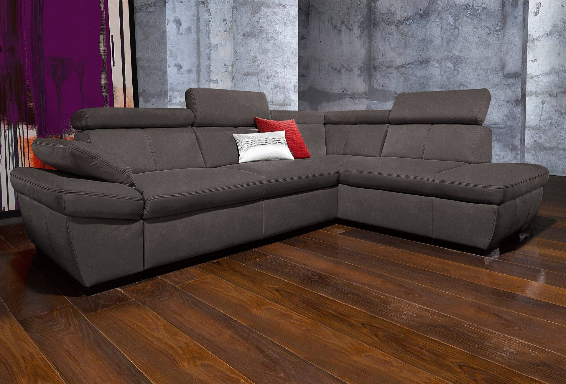 exxpo - sofa fashion Ecksofa »Salerno, klassisch modernes Funktionssofa, hoher Sitzkomfort, L-Form«, inkl. Kopf- und Armteilverstellung, wahlweise mit Bettfunktion von exxpo - sofa fashion