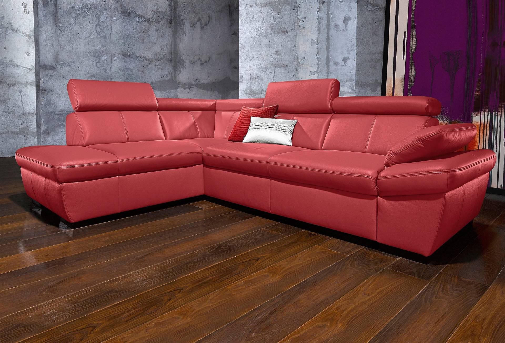 exxpo - sofa fashion Ecksofa »Salerno, klassisch modernes Funktionssofa, hoher Sitzkomfort, L-Form«, inkl. Kopf- und Armteilverstellung, wahlweise mit Bettfunktion von exxpo - sofa fashion