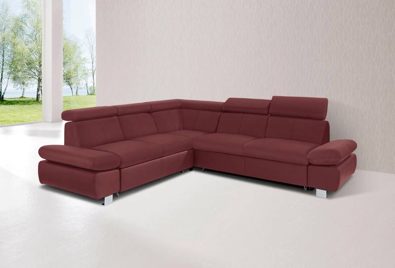 exxpo - sofa fashion Ecksofa »Happy, modern und bequem, L-Form«, inkl. Kopfteil- und Armlehnverstellung, wahlw. mit Bettfunktion, Leder von exxpo - sofa fashion