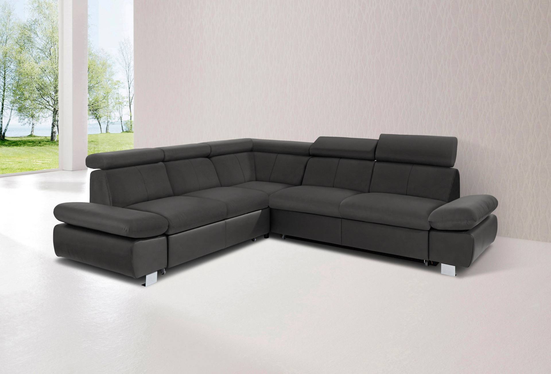 exxpo - sofa fashion Ecksofa »Happy, modern und bequem, L-Form«, inkl. Kopfteil- und Armlehnverstellung, wahlw. mit Bettfunktion, Leder von exxpo - sofa fashion