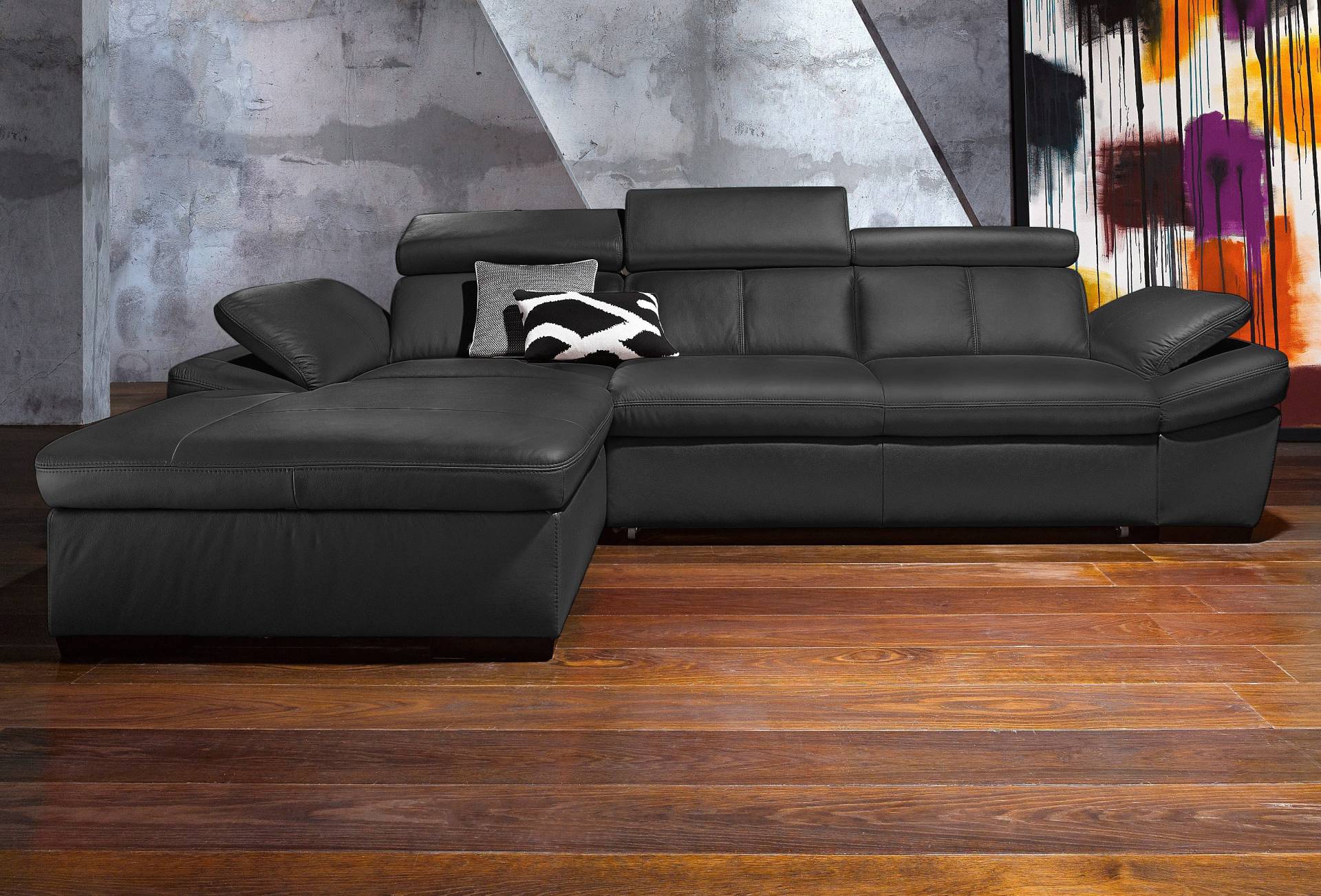 exxpo - sofa fashion Ecksofa »Salerno, klassisch modernes Funktionssofa, hoher Sitzkomfort, L-Form«, inkl. Kopf- und Armteilverstellung, wahlweise mit Bettfunktion von exxpo - sofa fashion