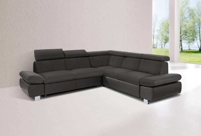 exxpo - sofa fashion Ecksofa »Happy, modern und bequem, L-Form«, inkl. Kopfteil- und Armlehnverstellung, wahlw. mit Bettfunktion, Leder von exxpo - sofa fashion