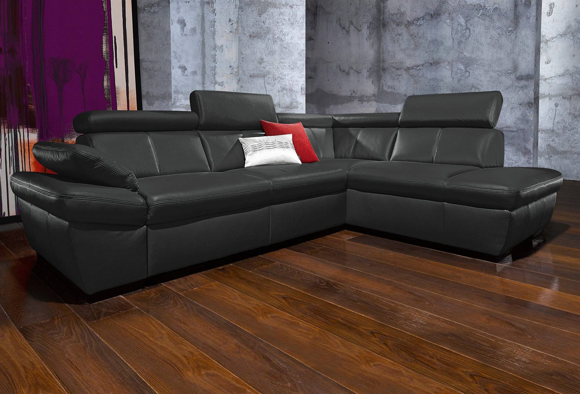 exxpo - sofa fashion Ecksofa »Salerno, klassisch modernes Funktionssofa, hoher Sitzkomfort, L-Form«, inkl. Kopf- und Armteilverstellung, wahlweise mit Bettfunktion von exxpo - sofa fashion