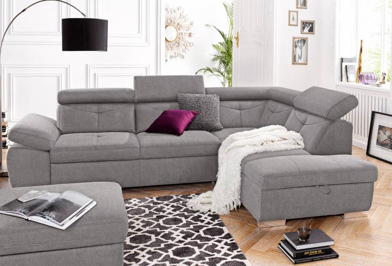 exxpo - sofa fashion Ecksofa »Spring, super bequem und komfortabel mit Armteil- und Kopfteilfunktion«, wahlweise mit Bettfunktion und Bettkasten, L-Form von exxpo - sofa fashion