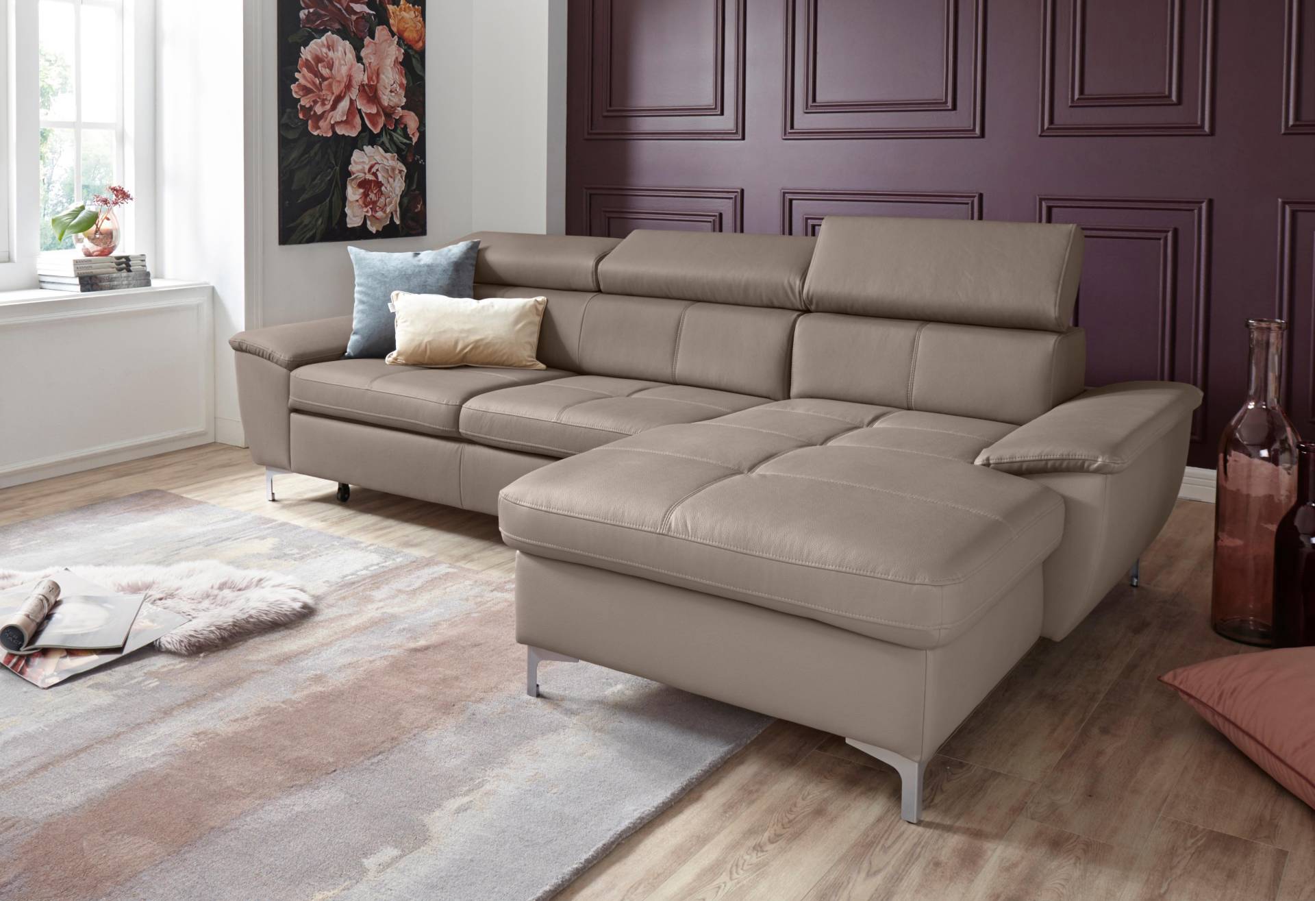 exxpo - sofa fashion Ecksofa »Azzano, komfortabel und bequem, tolle Detailverarbeitung, L-Form«, inkl. Kopfteilverstellung, wahlweise mit Bettfunktion von exxpo - sofa fashion