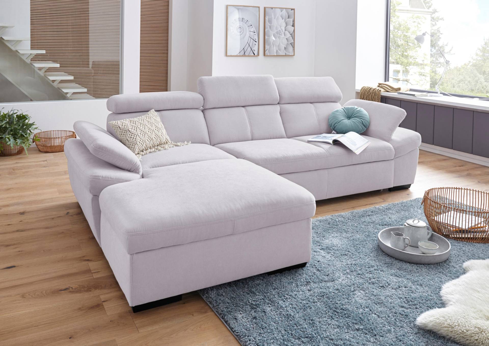 exxpo - sofa fashion Ecksofa »Salerno, inkl. Kopf- und Armteilverstellung, elegant & bequem, L-Form«, wahlweise mit Bettfunktion und Bettkasten, tolle Detailverarbeitung von exxpo - sofa fashion