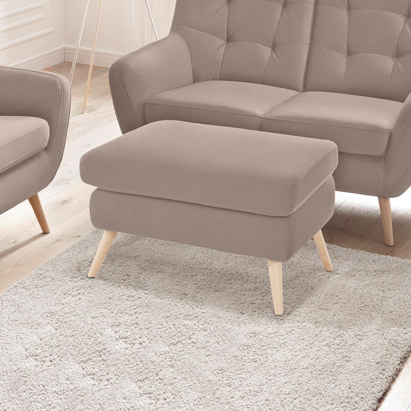 exxpo - sofa fashion Hocker »Scandi bequem und elegant mit hohem Holzfuss« von exxpo - sofa fashion