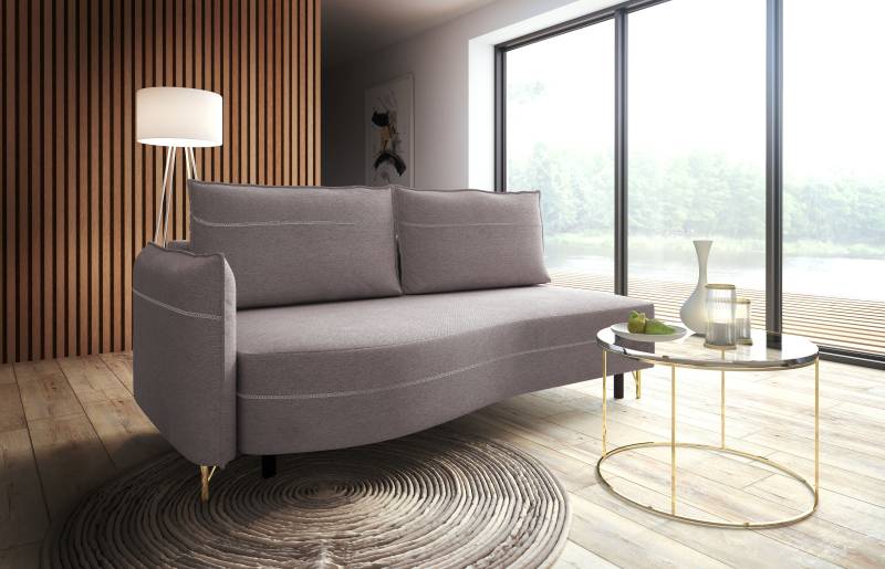 exxpo - sofa fashion Loungesofa »mit toller Kontrastnaht, Solitärmöbel, bequem, schmale Armlehne«, Schlafsofa mit Bettfunktion und Bettkasten, komfortabler Federkern von exxpo - sofa fashion