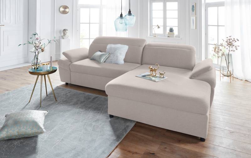 exxpo - sofa fashion Ecksofa »Kyoto, inkl. Kopfteil- und Armteilverstellung, hoher Sitzkomfort«, wahlweise mit Bettfunktion und Bettkasten, hochwertige Bezüge, L-Form von exxpo - sofa fashion