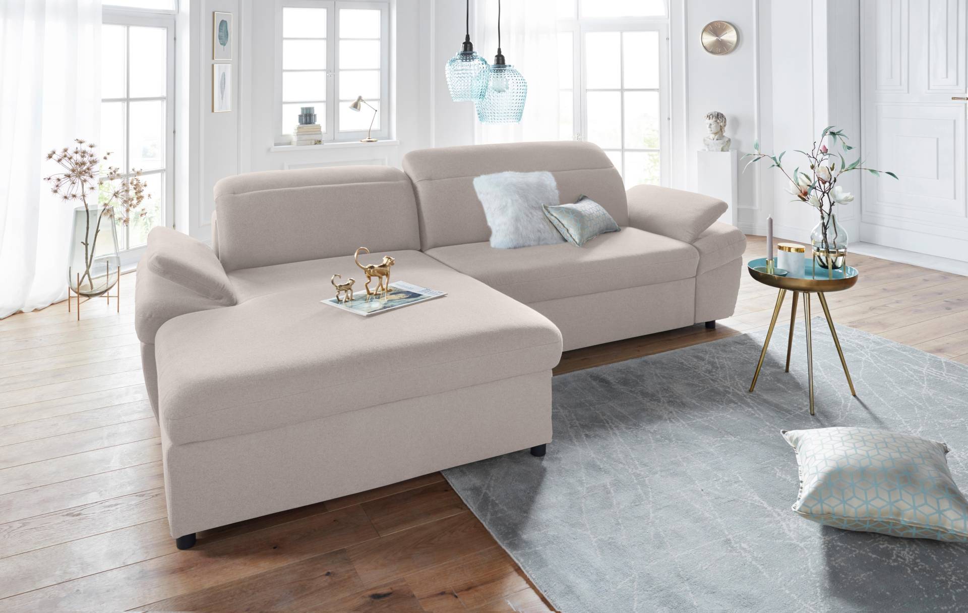 exxpo - sofa fashion Ecksofa »Kyoto, inkl. Kopfteil- und Armteilverstellung, hoher Sitzkomfort«, wahlweise mit Bettfunktion und Bettkasten, hochwertige Bezüge, L-Form von exxpo - sofa fashion