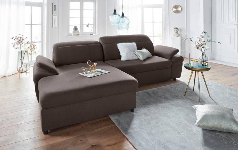 exxpo - sofa fashion Ecksofa »Kyoto, inkl. Kopfteil- und Armteilverstellung, hoher Sitzkomfort«, wahlweise mit Bettfunktion und Bettkasten, hochwertige Bezüge, L-Form von exxpo - sofa fashion