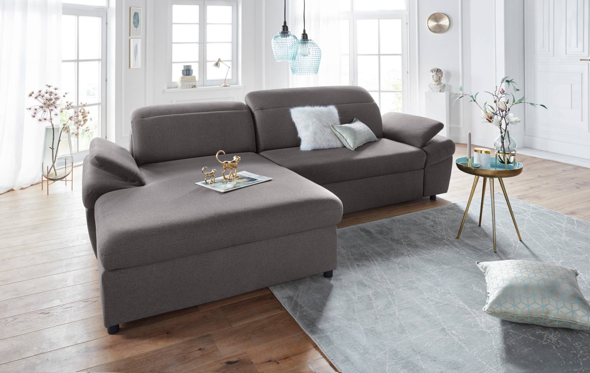 exxpo - sofa fashion Ecksofa »Kyoto, inkl. Kopfteil- und Armteilverstellung, hoher Sitzkomfort«, wahlweise mit Bettfunktion und Bettkasten, hochwertige Bezüge, L-Form von exxpo - sofa fashion