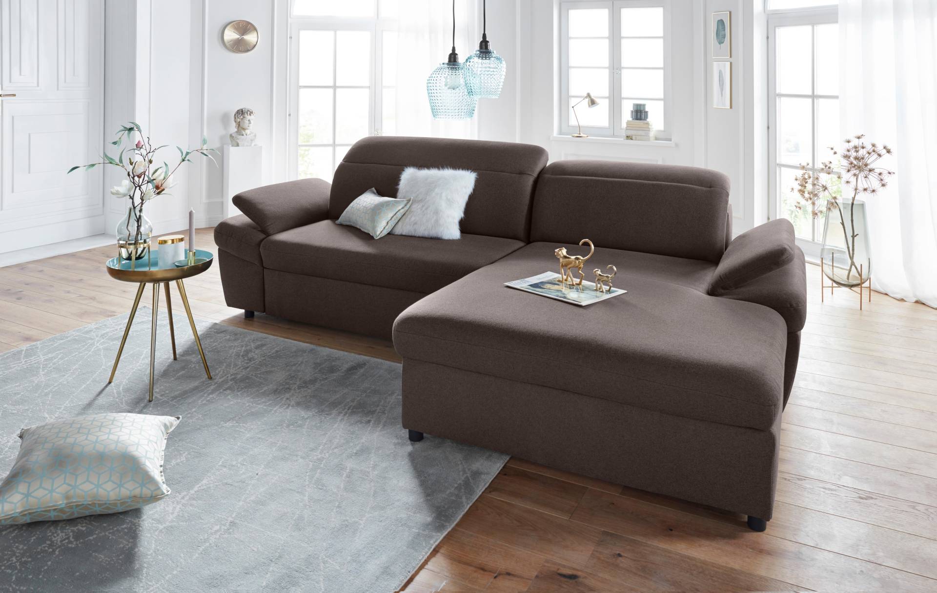 exxpo - sofa fashion Ecksofa »Kyoto, inkl. Kopfteil- und Armteilverstellung, hoher Sitzkomfort«, wahlweise mit Bettfunktion und Bettkasten, hochwertige Bezüge, L-Form von exxpo - sofa fashion